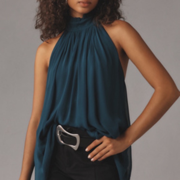 By Anthropologie Dark Turquoise Halter Tank Size XXS - Picture 5 of 5